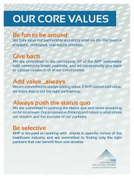 Advanced Healthcare Partner S Core Values Core Values Healthcare Quality Health Care