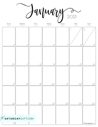 A monthly calendar is a great way for you to plan out your commitments for the days of the week, as well as special events and functions. Cute Free Printable January 2021 Calendar Saturdaygift Calendar Printables Monthly Calendar Vertical Calendar
