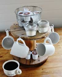 Clutter Clean Up And A Coffee Station Knick Of Time Coffee Cups Diy Spool Furniture Cable Spool