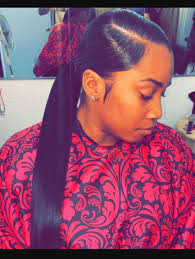 Side Part Low Ponytail Sleek Ponytail Hair Styles Slick Ponytail