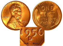 Coin collectors grade coins on a scale with ratings of good, fine, extremely fine and uncirculated. 1956 D Lincoln Wheat Penny D Above Shadow D Coin Value Prices Photos Info