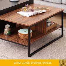 A glass coffee table makes for an elegant, subtle addition to the room, while a coffee table with storage is perfect for creating space for a striking centerpiece. Buy Homooi Industrial Square Coffee Table With Storage Shelves For Living Room Modern Wood Metal Center Table With 4 Open Large Storage Compartments 31 5 Walnut Black Online In Indonesia B08q3q928w