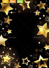 Black And Gold Border Frame With Gold Stars Gold Stars Frame Vector Border