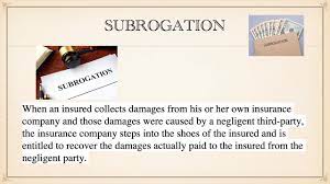 When exercised, it is usually done either by an injured person's health insurance company (or medicaid) or by their own auto insurance company. Subrogation Youtube