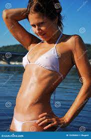 Close-up of Woman in Wet Bikini Stock Photo - Image of young, adult:  13436844