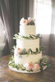 Wedding Cake With Olive Leaves And Peach Roses Summer Wedding Cakes Simple Wedding Cake Beautiful Summer Weddings