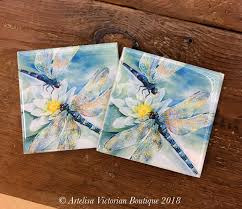 A Personal Favourite From My Etsy Shop Https Www Etsy Com Uk Listing 612131555 Dragonfly Ceramic Coaste Ceramic Coasters Dragonfly Wall Art Coaster Furniture