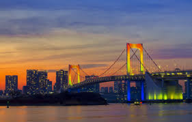 The rainbow bridge (レインボーブリッジ reinbō buriiji) is a suspension bridge crossing northern tokyo bay between shibaura pier and the odaiba waterfront development in minato, tokyo, japan. Wallpaper Dawn Morning Tokyo Japan Rainbow Bridge Images For Desktop Section Gorod Download