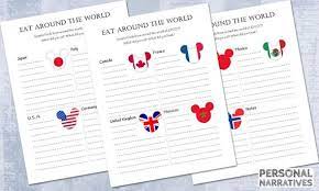 Note Cards Paper Party Supplies Snack Around The World Passport Mickey Ears Instant Download Kid Friendly World Showcase Passport Printable Disney Snacks Epcot Passport