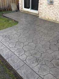 Rock, sand and stone are all different kinds of stone and sand. Random Stone Stamped Concrete Patio With Stone Block Border In London Ontario Stamped Concrete Patio Concrete Backyard Concrete Patio