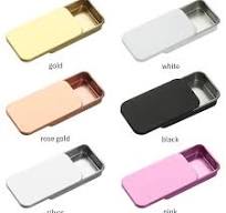Custom logo Print Empty Flat Slide Top Containers Lip Balm Solid Cologne Cosmetics Candy Metal Tins Box Sliding Lid Tin case