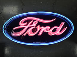 Ford sign 24 x 11 neon style sign in steel metal jubilee mustang truck garage +. Very Cool Single Sided Porcelain Ford Neon Sign