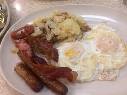 So how do you answer the next time a server asks how you'd like your eggs? Red Flame Diner Eggs Bacon Sausage