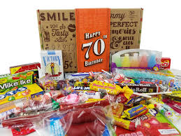 Birthday Gift For 70 Year Old Woman A Fun And Creative Way To Celebrate A 70th Birthday Nostalgia Vintage Candy For Men Or Woman 70th Birthday Parties 70th Birthday Milestone Birthday Party
