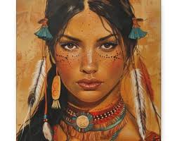 Homenaje a una flor de Rick Beaver, impresión artística enmarcada de una  mujer indígena americana de 16 x 22 pulgadas.