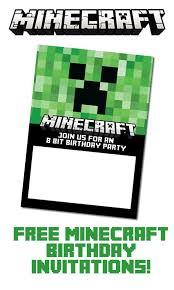 Minecraft Birthday Card Printable Free Free Minecraft Birthday Invitations For Print Or Evite Minecraft Birthday Minecraft Party Invitations Minecraft Birthday Invitations