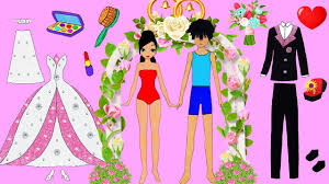 Paper toys paper crafts foam crafts paper art paper dolls clothing coloring pages. Paper Dolls Wedding Costumes Dresses Papercrafts Handmade Youtube