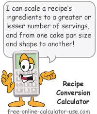 recipe conversion calculator for scaling ingredients up or down