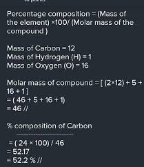 To find out the relative amounts of carbon and hydrogen in a hydrocarbon, a weighed. Calculate The Mass Percent Of The Element Present In C2h5oh Kindly Show How It S Done Brainly In