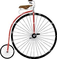 Bicyclists rode high atop penny farthings. Old Fashioned Bicycle Graphicmama Graphicmama