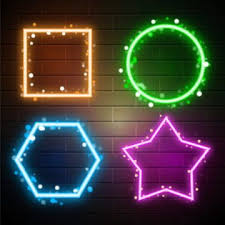 Neon Colorful Geometric Shapes With Particles Neon Shapes Geometric Frame Png And Vector With Transparent Background For Free Download Neon Geometric Shapes Geometric Background