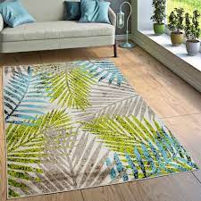 In.teppiche schaffen ein wohnliches ambiente und können ein wahrer blickfang sein. Teppich Urban Jungle Beige Grun Blau Teppichcenter24