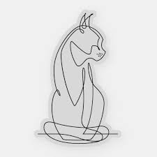 Cat One Continuous Line Contour Sticker Zazzle Com In 2021 Geometric Cat Line Art Drawings Contour Line Drawing
