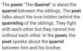 Please Tell The Summary Of The Poem The Quarrel Written By Eleanor Farjeon Brainly In