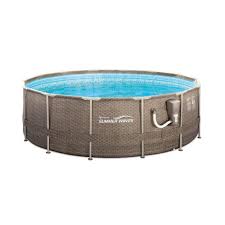 Unbranded Summer Waves 14 Ft X 48 In Round 45 In Deep Metal Frame Pool With Ladder And Skimmer Pump P20014482167 The Home Depot Summer Waves Swimming Pools Outdoor Swimming Pool