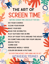 Free Kids Screen Time Checklist Printable Word From The Bird In 2020 Screen Time Screen Time Chart Kids Schedule