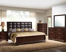 Straight Lines Clean Edges And Slick Hardware Complete With A Padded Faux Leather Headboard Create A Mod King Bedroom Sets King Bedroom Sets Wood Bedroom Sets