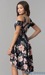 Cold Shoulder Short Print High Low Wedding Guest Dress In 2020 Printed Short Dresses High Low Dress Formal Dresses