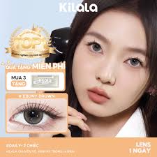 Kính áp tròng Kilala màu nâu Ebony Brown lens cận 1 ngày DIA 14.2mm có độ  (0-8) 2 chiếc