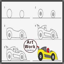 رسومات اطفال سهلة بسيطة تعليم الرسم للأطفال سيارة سباق للتلوين Easy Drawings Car Drawings Art