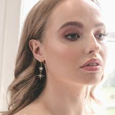 Star Earrings, Celestial Earrings for Bride, Gold Bridal Earrings, Star  Wedding Accessories, Unique Starburst Earrings, Astrology Gift