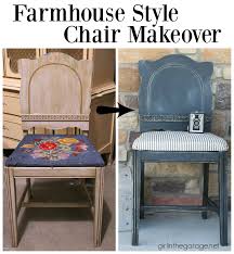 Farmhouse Chair Makeover With Ticking Fabric Girl In The Garage Chair Makeover Farmhouse Chairs Farmhouse Style Chairs