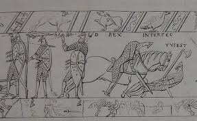 A Drawing Of A Section Of The Bayeux Tapestry Which Depicts The 1066 Battle Of Hastings In Which The Last Anglo Saxo Bayeux Tapestry Tapestry Anglo Saxon Kings