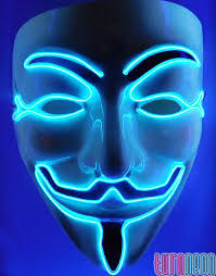 Rave Edm Light Up Glow Neon Blue El Wire Led Guy Fawkes V For Vendetta Mask For Halloween Led Mask El Wire Mask Guy Fawkes Vendetta Mask V For Vendetta Mask