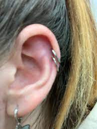 New Double Helix Piercing About A Week And A Day Old Got It On Dec 23 Cleaning It Twice A Day With Soap Cetaphil And Water On A Q Tip Legitpiercing