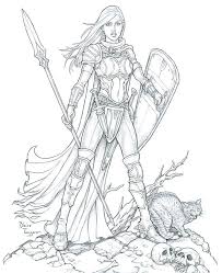Cool Female Warrior Line Art Bing Images Warrior Drawing Character Art Coloring Books