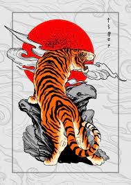 Tiger tattoos are much popular in japan as much dragon tattoos. Japan Tiger Tattoo Premium Style Vector Background Free Vector Freepik V Japanese Tattoo Art Japanese Inspired Art Tattoo Background