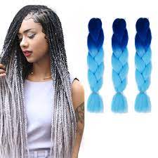Wearing blue braid styles in todays society doesn't mean that you are feeling blue! Fashion Color Gradient Individual Braid Wigs Big Braids 60cm Navy Blue Sky Blue Alexnld Com