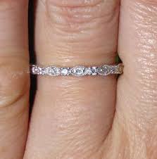 Vintage Stacker Band 14kt White Gold And Diamond Stacking Bands Pave Set Wedding Band Art Deco Wedding Rings Vintage Wedding Ring Sets Womens Wedding Bands