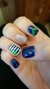 Seattle Seahawks Nail Design Go Hawks Seahawks Nails Design Seahawks Nails Football Nail Designs