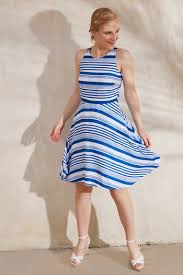 Buy Zephyr Stripe Skater Dress White N Blue At Rs 1276 Online Apparel Online