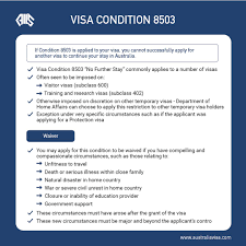 You can apply at the visa application centres located in pretoria, durban, johannesburg and cape town. Australian Immigration Law Services Check Your Visa Grant Letter For Condition 8503 This Condition Results In You Not Being Able To Successfully Apply For A Visa To Continue Staying In Australia