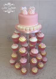 Pink Christening Cupcake Tower Baby Shower Cupcakes For Girls Gold Baby Shower Cake Baby Shower Cupcake Tower