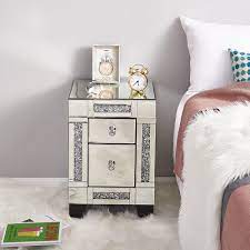 Pimlico white glass bedside table with 3 drawers. China Crystal Mirrored Glass Bedside Table Cabinet 2 Drawers Furniture China Mirrored Furniture Home Furniture