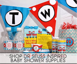 Their bright blue crazy hair adds to their colorful appearance. Dr Seuss Inspired Baby Shower Supplies