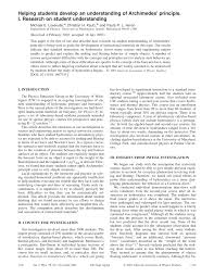 Archimedes principles chapter i objectives the objective of this experiment are 4.2 recommendation 1. Pdf Helping Students Develop An Understanding Of Archimedes Principle I Research On Student Understanding